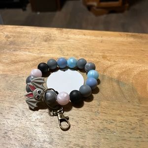 Cute bat keychain with customizable disc